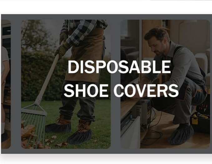 Non-Slip Shoe Covers Disposable, XL Large 200-Pack | Black Breathable Boot Covers for Indoor Use | Stretchable, Durable Non-Woven Fabric | Fits Men's Size Up to 13, Shoe Protectors for Home & Work