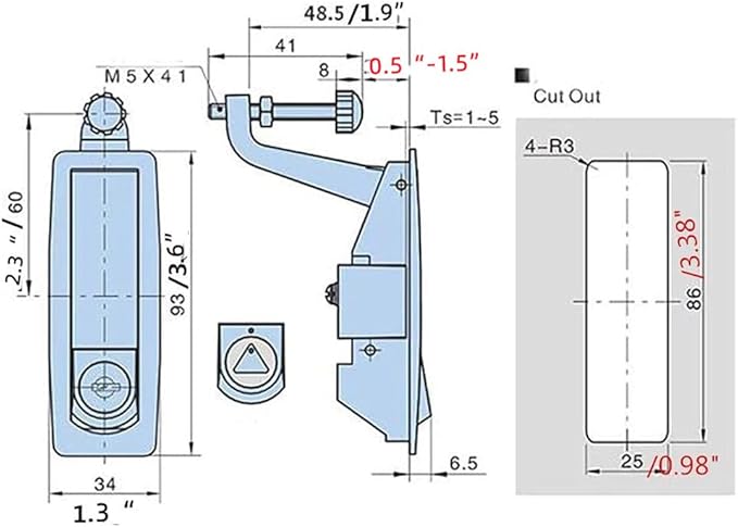 WJSKDQ 2PCS Compression Latch Lock Trigger Latch Lock Zinc Alloy Adjustable Lever Hand Operated Compression Latch Flush Silvers