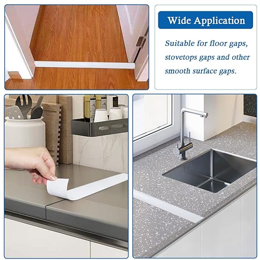 Floor Transition Strip Self Adhesive Floor Cover Strips Laminate 2" Wide Vinyl Flat Divider Transitions (5cm, 6.56Ft, White)