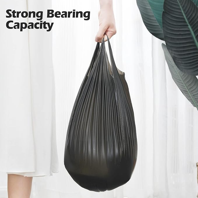 2-4 Gallon Portable Trash Bags,120 Counts Thicken portable Small Garbage Bags for Office, Kitchen,Bedroom Trash Can,Strong Trash Bags(Black)
