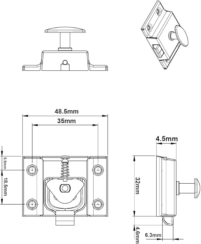 QCAA Oval Turn Cabinet Latch, for Cupboard & Other Furniture, Small, Chrome Plated, Made in Taiwan, 2 Pack