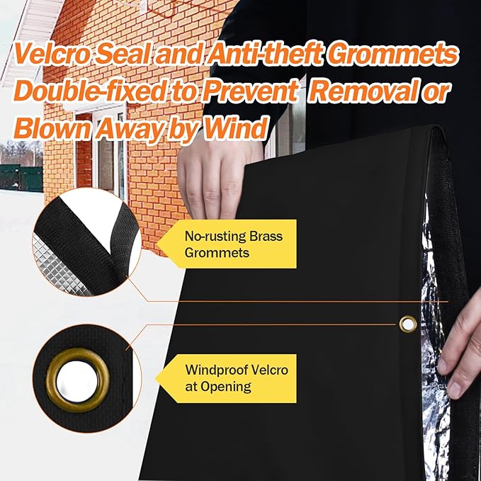 Backflow Preventer Pipe Insulation Cover (5°F) - Irrigation Sprinkler Valve Insulated Pouch - Water Well Pump Cover - Sturdy 5 Layers for Winter Freeze Protection, 24" W x 30" H, Black