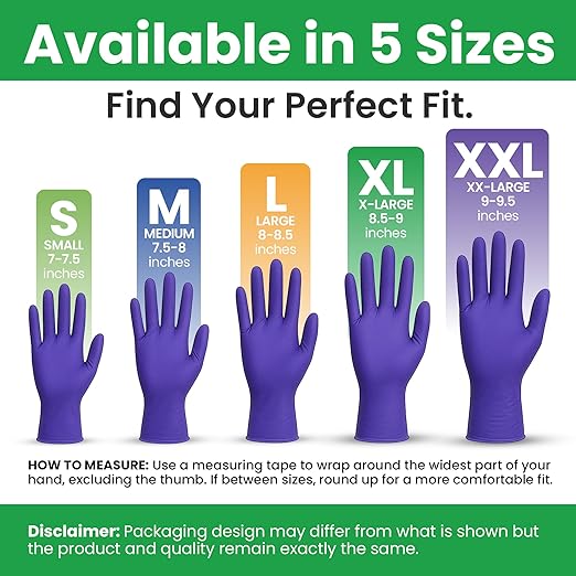 SafeWay Nitrile Disposable Gloves — Multi-Purpose Powder-Free, Non-Latex, Medical Use, and Textured Fingertips for Food Prep, Cleaning, Tattoo, Nursing, Lab, Examination, & More — (1000 pcs, X-Large)