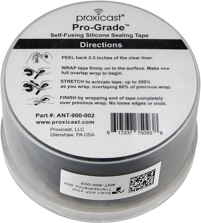 Proxicast Pro-Grade Extra Strong 30mil Weatherproof Self-Fusing Silicone Rubber Sealing Tape For Outdoor Antenna Coax & Electrical Cables, Hose/Pipe Leaks & Emergency Repairs (1.5" x 15' roll) - Green