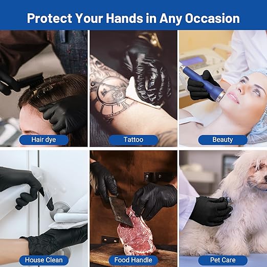 JMU Black Nitrile Gloves XS Bulk, Case of 1200, 3.5Mil, Latex Free Powder Free Nitrile Gloves