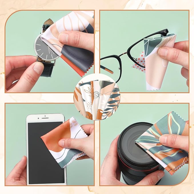 Sinmoe 20 Pcs Microfiber Cleaning Cloth for Glasses Cute Boho Abstract Design Microfiber Cloth Soft Multicolor Glasses Cleaner Cloth for Eyeglasses Camera Lens Cell Phone Screens Glasses, 6 x 6 Inches