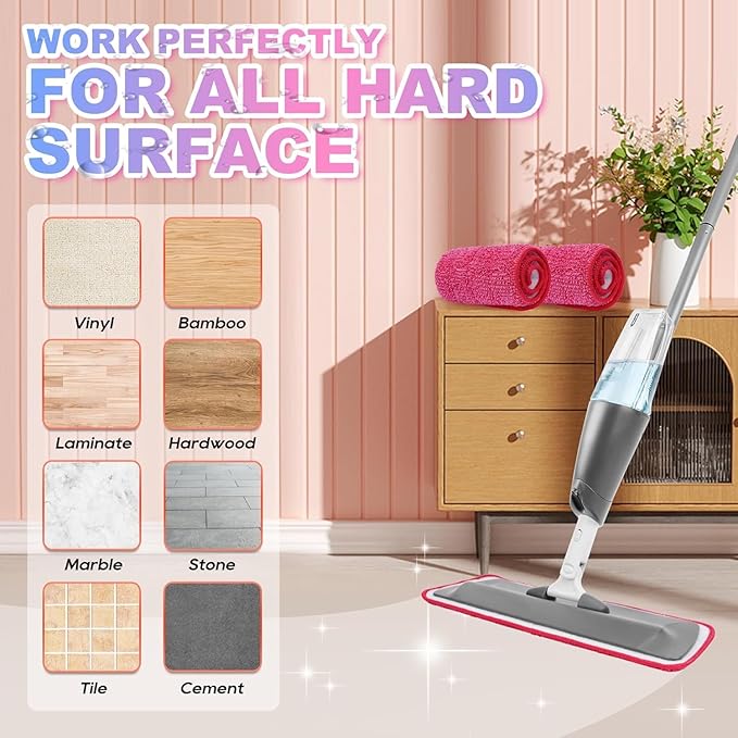 Replacement Microfiber Mop Pads Compatible with Rubbermaid Reveal Spray Mop with Washable Pads, 16.5" Reusable Wet & Dry Mop Replacement Pads Fit for Any Microfiber Reveal Flat Mops(8 Pack)