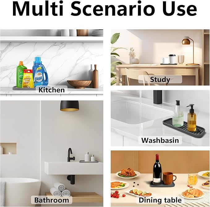 Mofason Silicone Sponge Holder, Tray for Soap and Sponge, Kitchen Sink Tray, Accessories to Help You Clean Kitchen Sink Sponge Rack(White, 2 Pack)