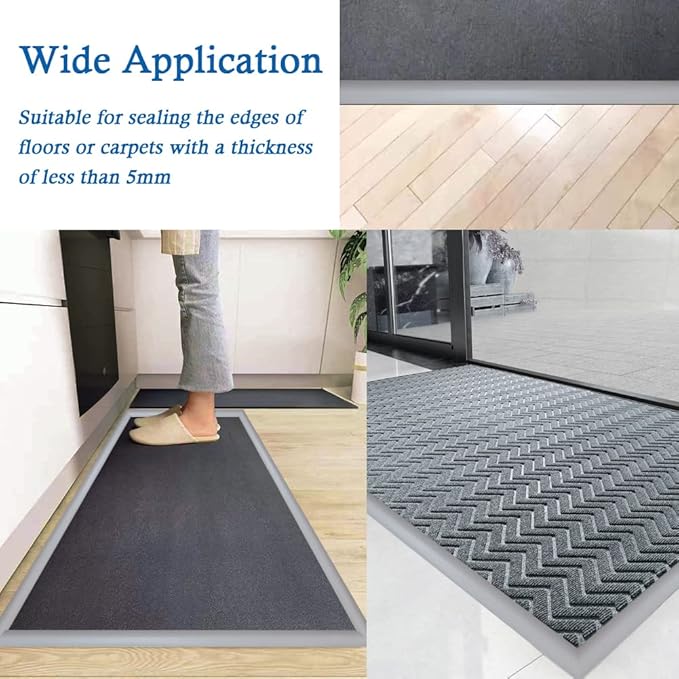 Floor Transition Strip Self Adhesive Carpet & Flooring Transitions Edging Trim Strip PVC Threshold Transitions Suitable for Threshold Height Less Than 5mm (10Ft, Gray)