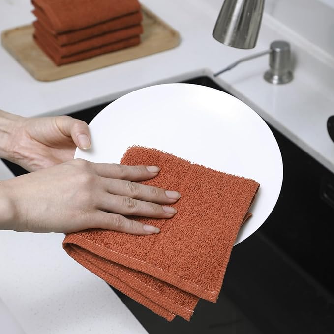 Glynniss Dishcloths Kitchen Highly Absorbent Dish Rags 100% Cotton Dish Cloths for Washing Dishes, Cleaning (11 x 11 Inches, 12 pcs, White)