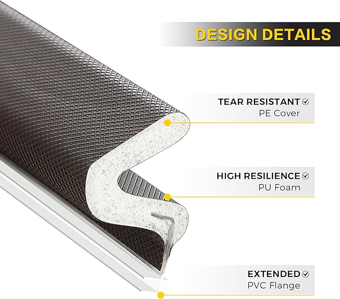 Weather Stripping Door Seal Strip Soundproof Q Foam Weather Stripping for Door Frame, Exterior Door Weather Stripping for Large Gap, Easy to Install(Brown, 21FT