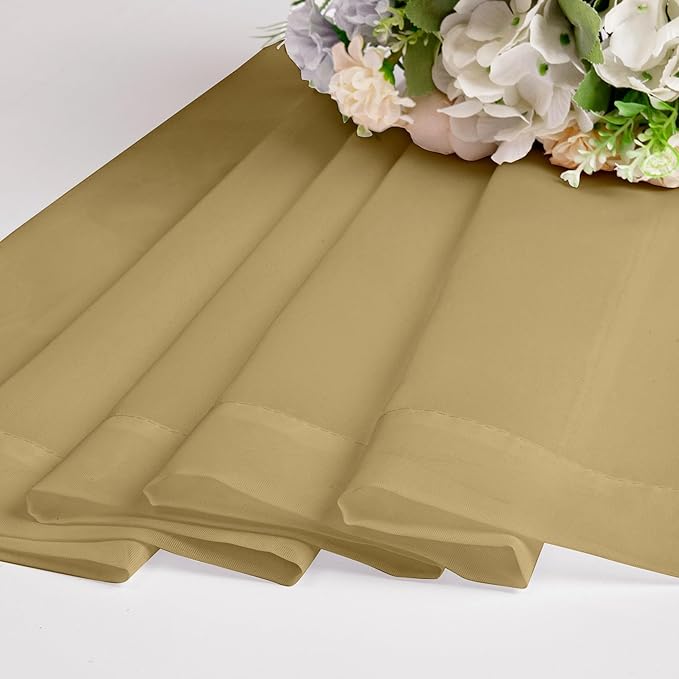 Chyhomenyc Gold Sheer Curtains 63 Inch Length 2 Panels, Rod Pocket Solid Window Sheer Curtain Panels, Elegant Curtains & Drapes for Living Room Bedroom 2 Panels (Gold, 42 W x 63 L)