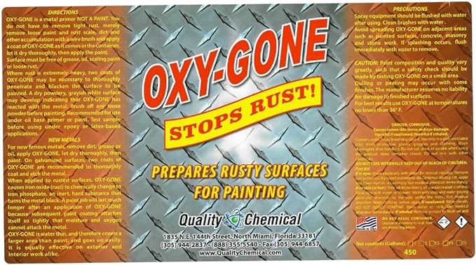 Quality Chemical Oxy-Gone Rust Remover and Metal Treatment - Rust Reformer, Rust Remover, Metal Rust Remover, Rust Neutralizer for Metal, Rust Converter, Remover, Rust Remover - 128 oz (Pack of 4)