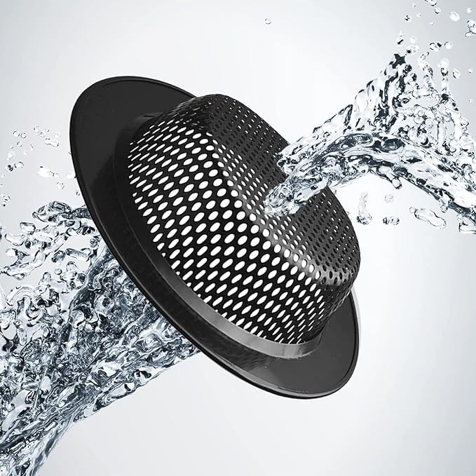 2 Pcs Black Stainless Steel Mesh Sink Drain Strainer, 3.54" Top/2.16" Kitchen Filter Trap Basket,Large Food Catch for Bathroom Bathtub Wash basin Floor drain balcony RV Drain Hole Electroplated Coatin