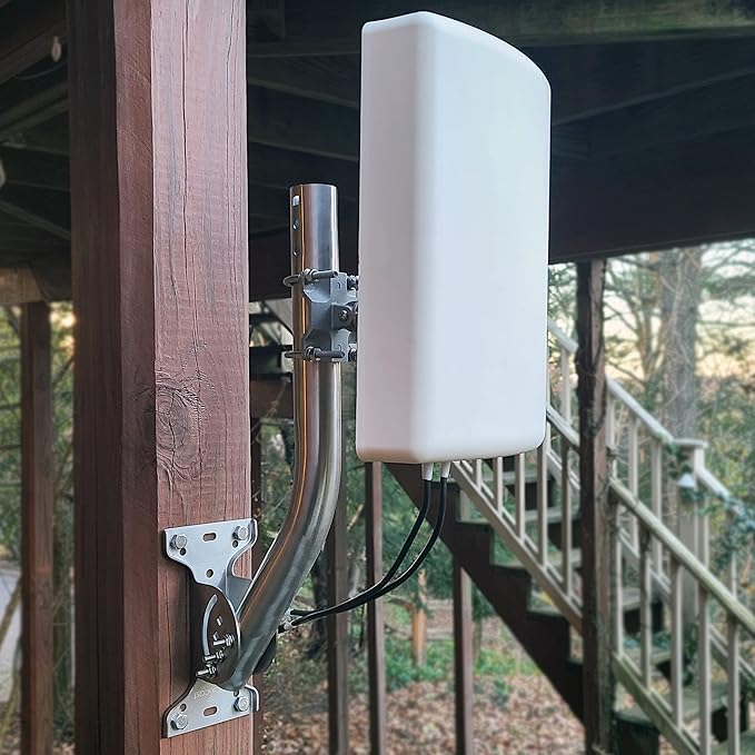 Proxicast Pro-Grade J-Max 100% Solid Rustproof Aluminum Antenna Mount - Universal Outdoor Adjustable Pivot/Lock Bracket & J-Pipe Mast (1.5" x 18" Pole) for Wall, Eave or Roof Mounting (ANT-800-JP2)