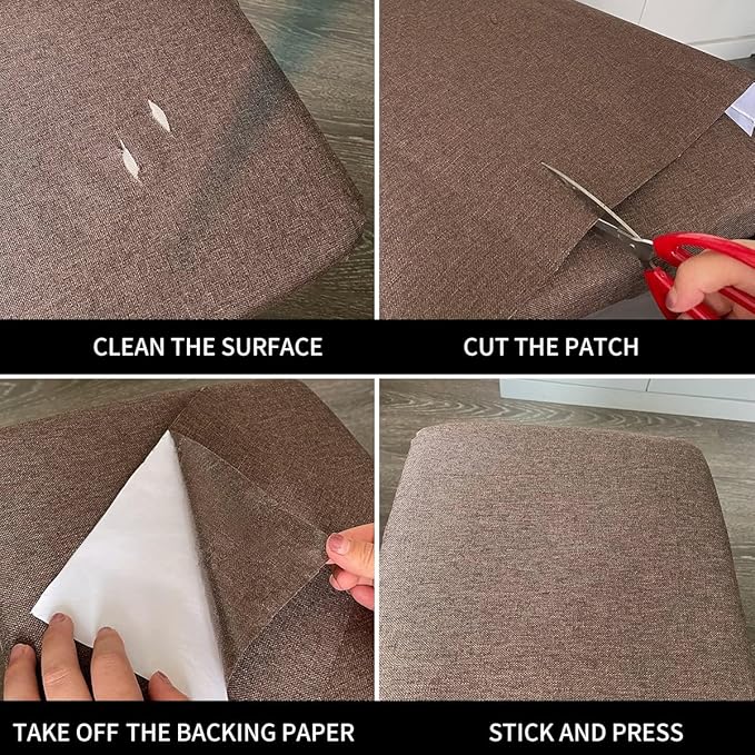 Fabric Repair Patches, 17X79 Inch Linen Repair Tape Self-Adhesive Fabric Patches Durable, DIY Large Linen Tape for Sofa, Couches, Furniture, Chair, Clothing (17X79 Inch, Dark Grey)