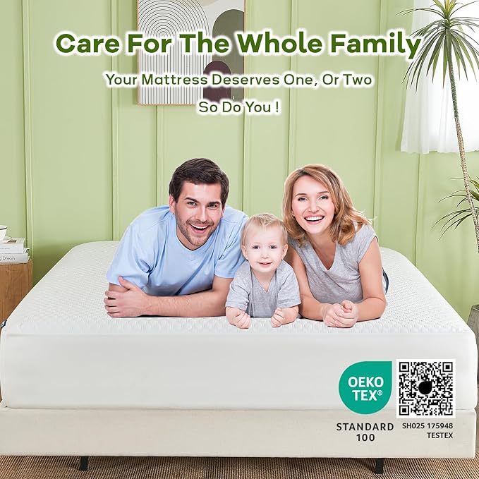 Premium Tencel Full Size Mattress Protector Cover in White, Natural and Skin Soft, Waterproof and Fully Fitted Deep Pocket, Hypoallergenic, Breathable, Noiseless and Absorbent