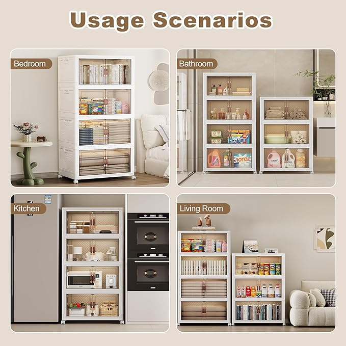 SAILUN 231QT Extra Large Collapsible Storage Bins with Wheels and Lid, Stackable Storage Bins Open Closet Organizers and Storage Storage Containers Drawers,23.6" L × 15" W × 42" H(3 Pack)