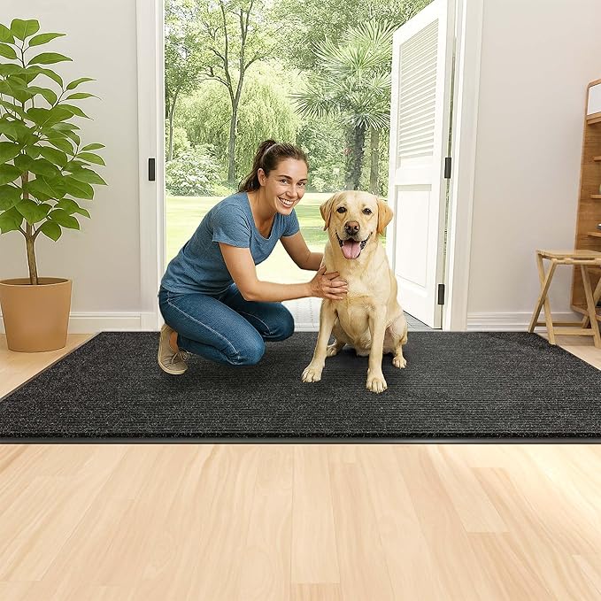 Front Door Mat Indoor Outdoor Entrance, 30" x 60" Dirt Resistant and Absorbent Door Mat, TPR Backing Non-Slip Doormats, Easy to Clean, Low Profile Welcome Floor Mat for Outside Entry