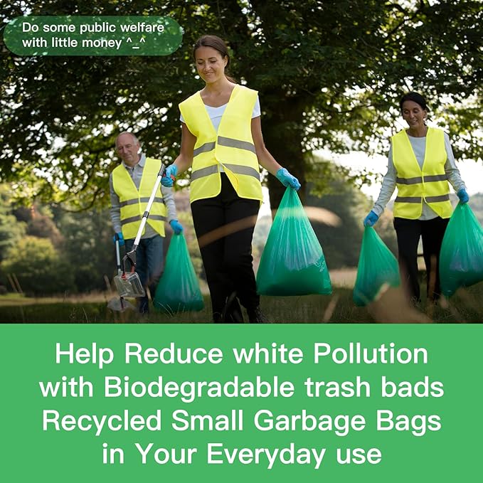 4 Gallon Biodegradable Trash Bags - Inwaysin Bulk 100 Count Unscented Compostable Garbage Bags for Bathroom Bedroom Office Kitchen Trash Can Waste Basket Liners Strong Thick