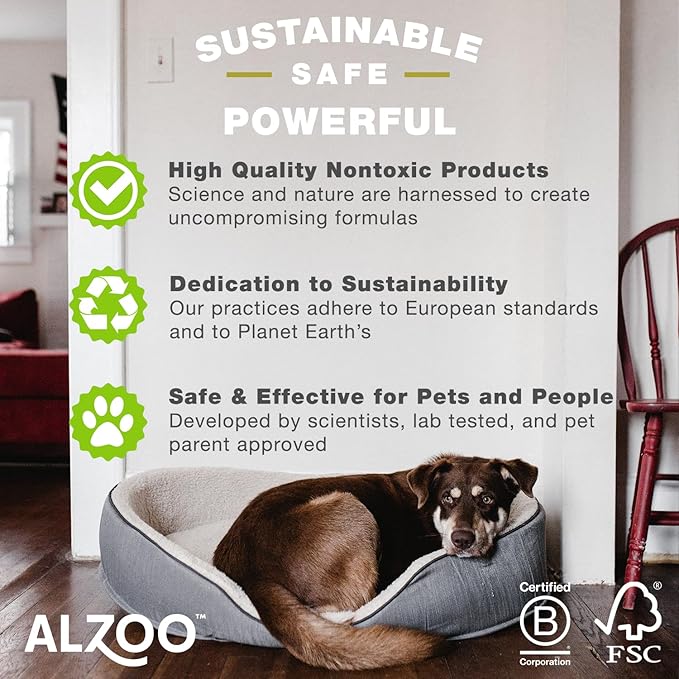 ALZOO Stain & Odor Remover, Quickly Lifts & Dissolves Pet Stains & Helps Eliminate Odors, 100% Plant-Based Active Ingredients, Apple Blossom Scent, 16 Fl. Oz Spray Bottle