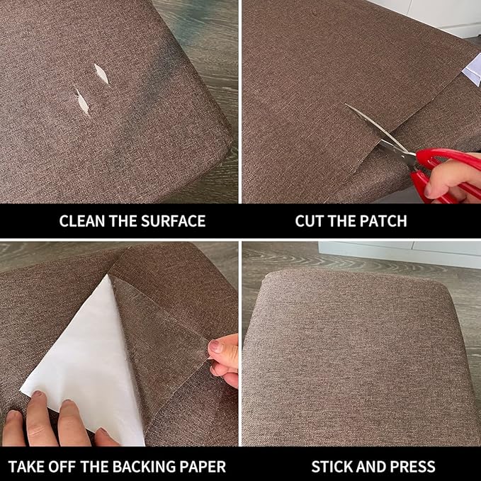 Fabric Repair Patches, 17X79 Inch Linen Repair Tape Self-Adhesive Fabric Patches Durable, DIY Large Linen Tape for Sofa, Couches, Furniture, Chair, Clothing (17X79 Inch, Black)
