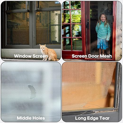 28 Sheets Window Screen Patches Repair Kit, Black 3 Sizes Window Screen Repair Kit for Mesh Screen Door, Strong Adhesive Fiberglass Quick Screen Repair Tape