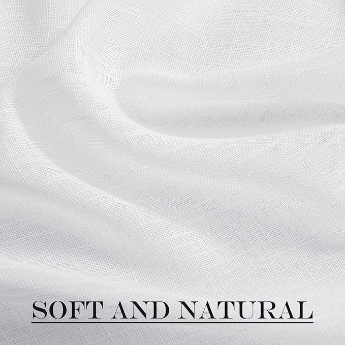 NICETOWN Linen French Door Curtain, White Semi-Sheer Door Curtain 72 Inches Long Drape Rod Pocket 1 Panel, Light-Filtering Privacy Window Decor, 1 Tieback Included, 26 Inches Wide