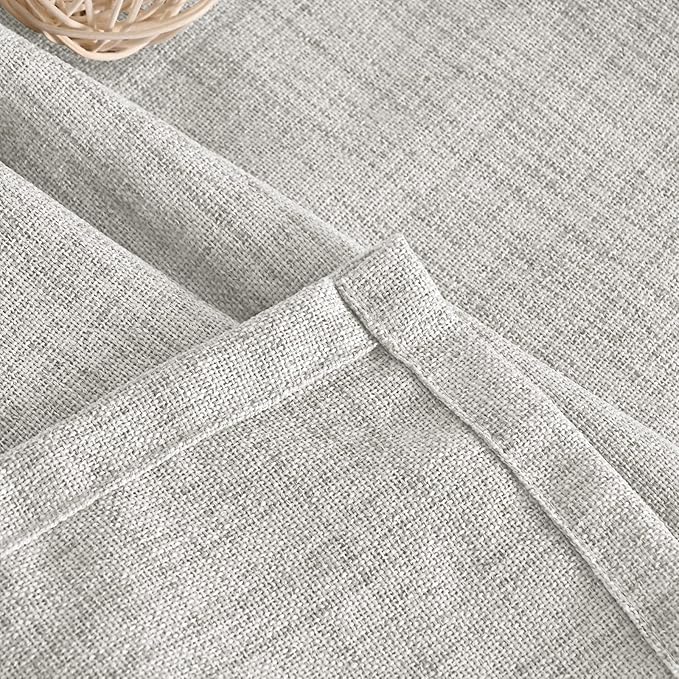 YoungsTex Light Grey Linen Curtains 40 Inches Long for Kitchen Cafe Window, Short Length Semi Sheer Drapes Back Tab Rod Pocket Light Filtering for Bathroom Bedroom, 2 Panels, 42 X 40 Inch