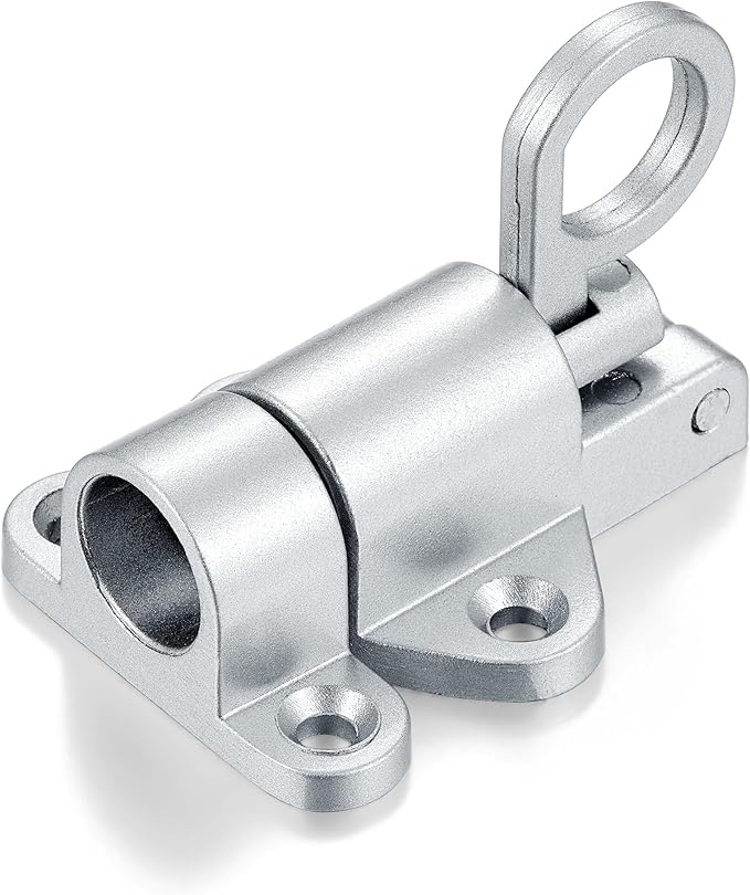 5 Packs Self-Closing Latches,Silver Gray Spring Door Lock,Resilient Bolt Latch Aluminum Alloy Safety Automatic Spring Barrel Slide Door Lock with Screws,Used for Gate,Window and Cabinet etc