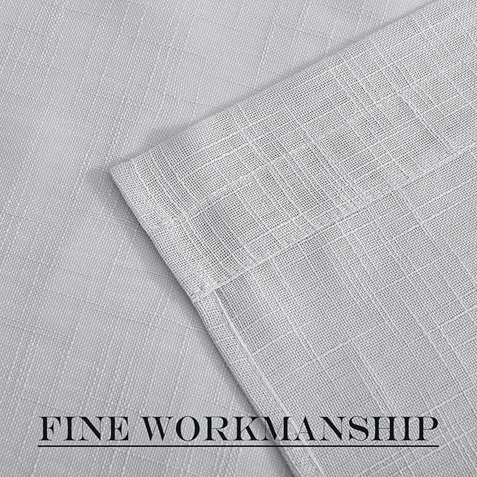 NICETOWN Linen Door Curtains 40 Inches Long, Dual Rod Pocket Semi Sheer Sidelight French Door Curtains for Kitchen Glass with Tieback for Privacy Protection, W26 x L40, 1 Panel, Light Grey