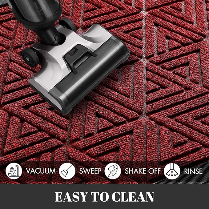 Yimobra Extra Large Door Mat 60x32, All-Weather Waterproof Non-Slip Welcome Matt Outdoor, Heavy Duty Non Slip Doormat for Entryway for Patio and Garage Indoor, Easy Clean, Black Red