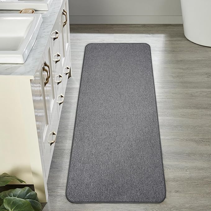 Bath Mat,Ultra Thin Bathroom Runner Rugs,Large Bath Mats for Bathroom,Quick Dry,Non-Slip,Machine Washable,Low Pile,Bath Rug,Shower Outside,Sink,Home Decor Accessories.Dark Grey,1'5"x4'11"(17x59inch)