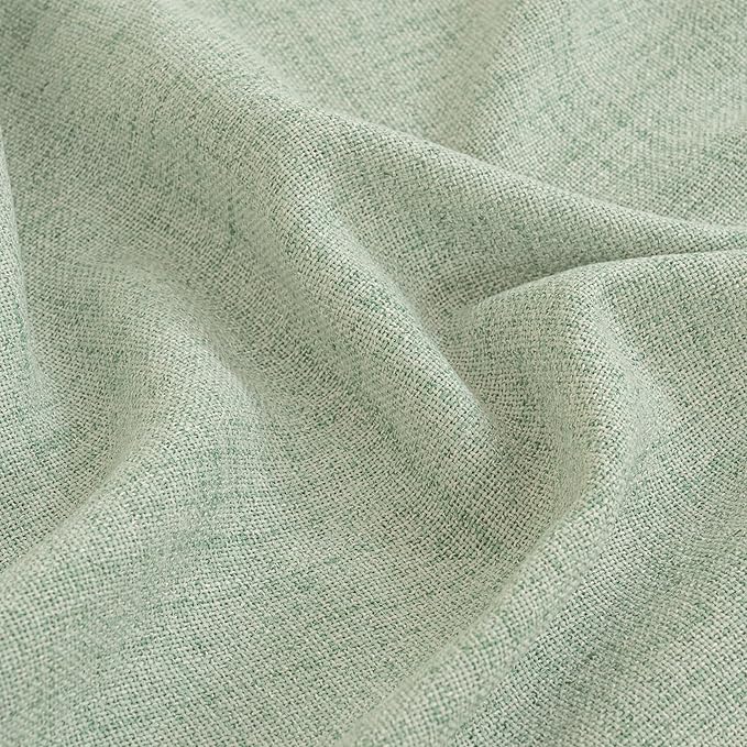 YoungsTex Light Green Linen Semi Sheer Curtains 84 Inch Length 2 Panels for Living Room, Sage Boho Light Filtering Drapes with Back Tab Rod Pocket Window Treatments for Dining Bedroom, 52 X 84 Inch
