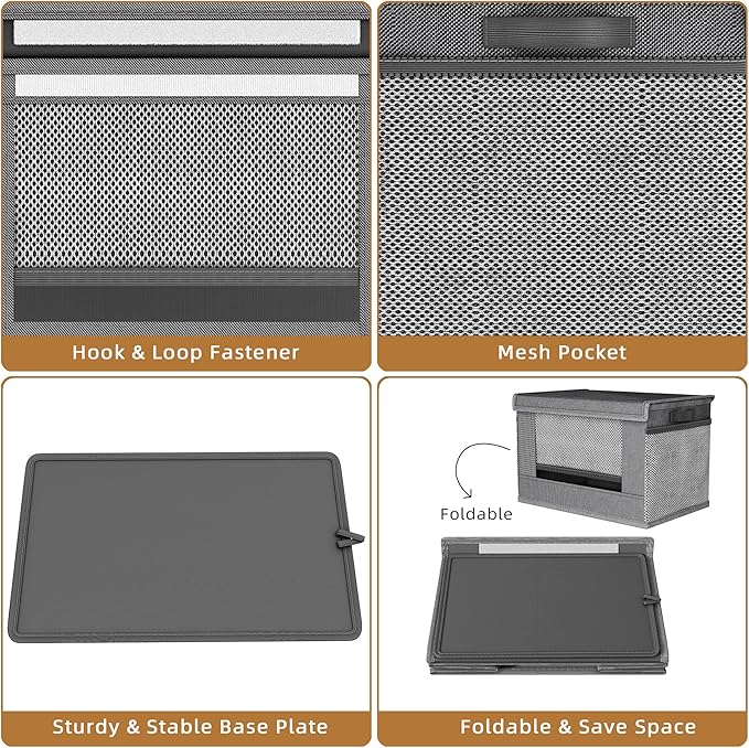2 Pack Extra Large Trash Bag Holder Dispenser,Oxford Cloth Garbage Bag Storage Organizer with Mesh Pockets,Foldable Kitchen Trash Bag Holder Fits 33/30/13 Gallon Roll for Kitchen and Pantry