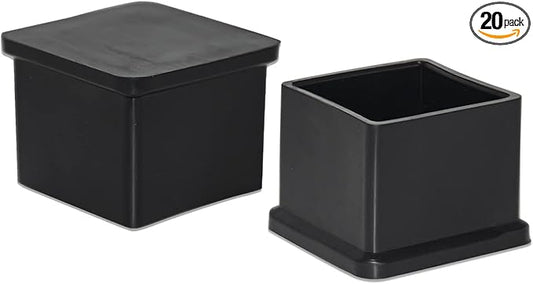 Flyshop Flexible Anti-Scratch PVC Patio Chair Table Leg Caps Tips Floor Protectors Square Furniture Covers, 20pcs, Black, 35 mm x 35 mm, 1-3/8" x 1-3/8"