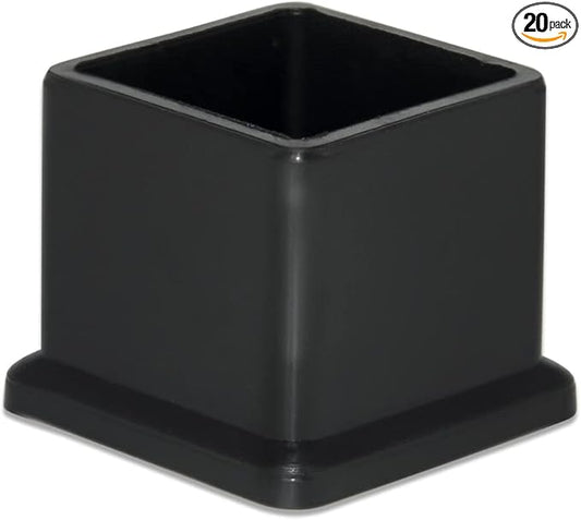 Flyshop 20 Pieces 22 x 22mm PVC Chair Leg Caps Square, Protective Caps for Chair Legs, Floor Protectors, [Noise Reduction & Anti-Scratch], Durable Chair Socks, Black Furniture Feet Gliders