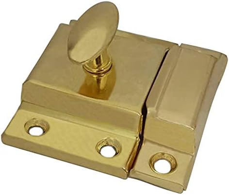 QCAA Oval Turn Cabinet Latch, for Cupboard & Other Furniture, Small, Brass Plated, 8 Pack