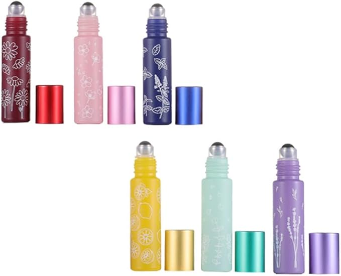 10 Pcs Purple Glass Essential Oil Roller Bottles, 10ml Refillable Roll-on Bottles with Stainless Steel Roller Balls for Essential Oils, Perfume, Lip Gloss, Lip Balms