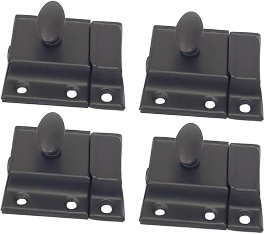 QCAA Oval Turn Cabinet Latch, for Cupboard & Other Furniture, Small, ORB Oil Rubbed Bronze Coated Finish, 4 Pack, Made in Taiwan