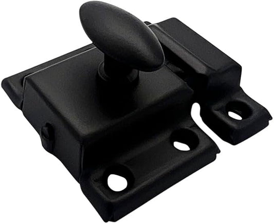 QCAA Oval Turn Cabinet Latch, for Cupboard & Other Furniture, Small, Matte Black, 8 Pack