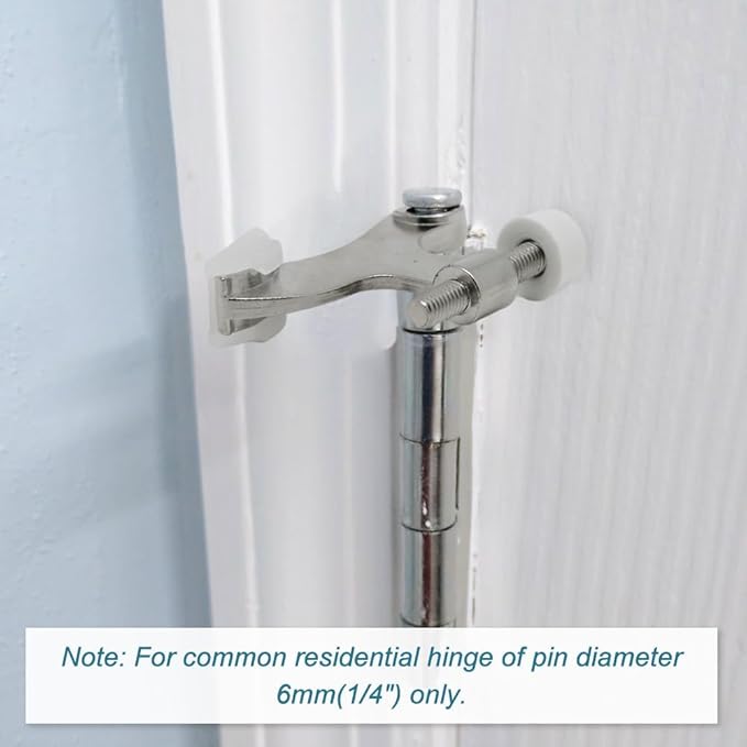 24 Pack Hinge Pin Brushed Nickel Door Stopper, Adjustable Heavy Duty Hinge Pin Door Stop with Rubber Bumper Tips