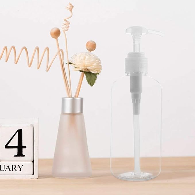 Yebeauty Pump Bottle Dispenser, 4 Pack 10oz/300ml Plastic Dish Lotion Soap Dispenser Clear Liquid Shampoo Container for Bathroom Kitchen Hotel Body Wash