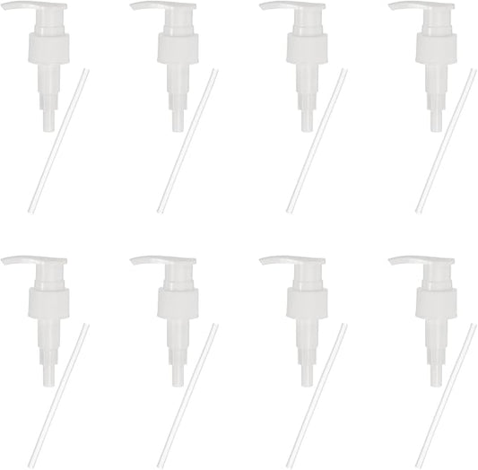 uxcell 8 Pcs Soap Dispenser Pump Heads Soap Dispensers Top Pumps Replacement Switch Pumphead for Standard 24/411 Neck Size Lotion Shampoo Bottle, White