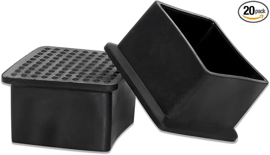 Flyshop Flexible Anti-Scratch PVC Patio Chair Table Leg Caps Tips Floor Protectors Square Furniture Covers, 20pcs, Black, 38 mm x 38 mm, 1-1/2" x 1-1/2"