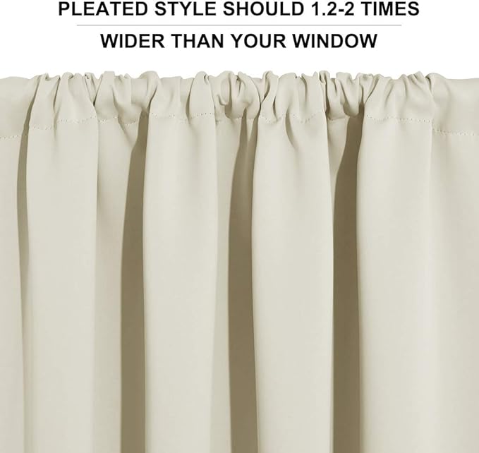 RYB HOME RV Camper Door Window Curtains -Blackout Privacy Curtains & Drapes for Bathroom Bedroom Kitchen Portable Travel Trailer Small Window Decor, W 34 x L 24, Beige, 2 Panels
