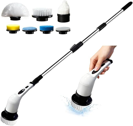 Cordless Electric Spin Scrubber, IPX7 Waterproof Power Scrubber with 9 Replaceable Brush Heads, Rechargeable Bathroom Cleaning Brush for Tile, Grout, Shower, Corners, Crevices