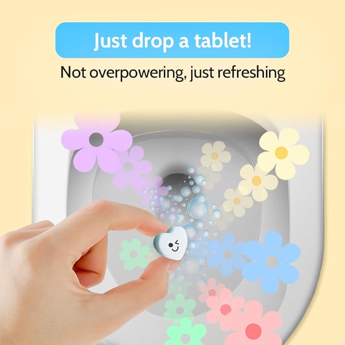 Effervescent Bathroom Air Freshener - Fresh Minty Lemon - Toilet Deodorizer, Bathroom Odor Eliminator, Toilet Freshener, Flushable Air Freshener Toilet Tablets, 90 Count (Pack of 3)