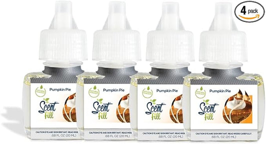 Scent Fill Pumpkin Pie Plug in Air Freshener, 4 Scented Oil Refills