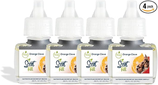 Scent Fill Orange Clove Plug in Air Freshener, 4 Scented Oil Refills